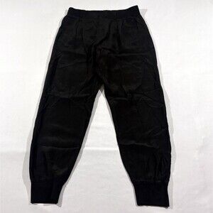 ATM Anthony Thomas Melillo Silk Joggers Womens Black Tapered Pants Sz XS Flaw